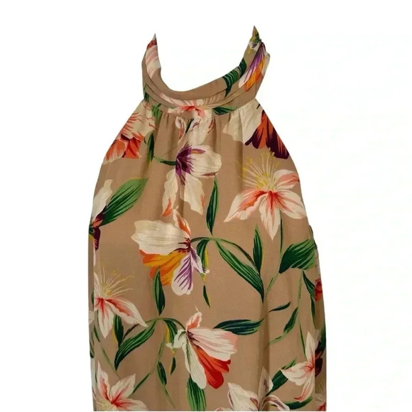 Lush Dress Women's Halter Tan Floral Fit & Flare Polyester Blend Size Small - Picture 2 of 9